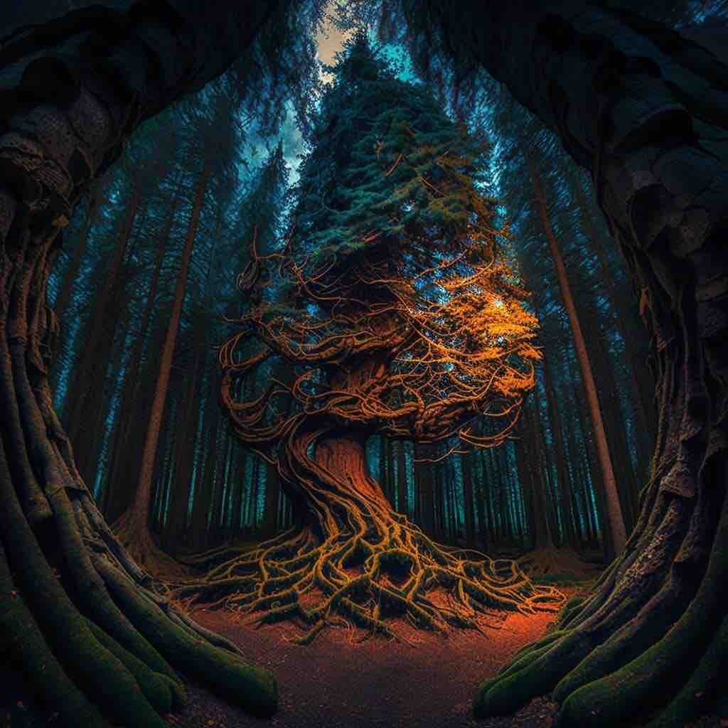 Одинокое дерево в лесу